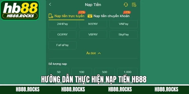 Phương thức nạp tiền HB88 và các bước thực hiện 